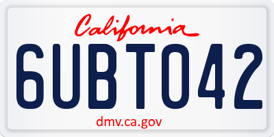 CA license plate 6UBT042
