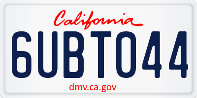 CA license plate 6UBT044
