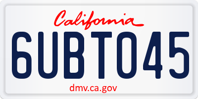 CA license plate 6UBT045