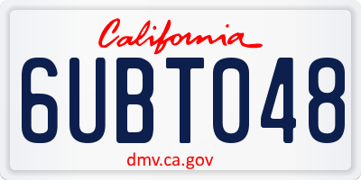 CA license plate 6UBT048