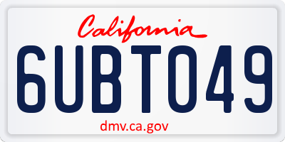 CA license plate 6UBT049