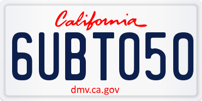 CA license plate 6UBT050