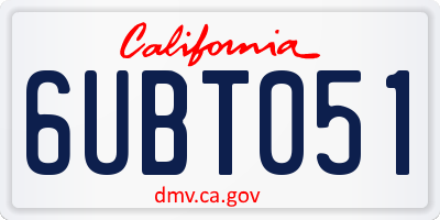CA license plate 6UBT051