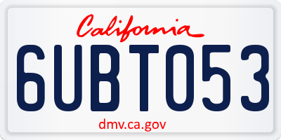 CA license plate 6UBT053