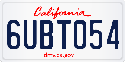 CA license plate 6UBT054