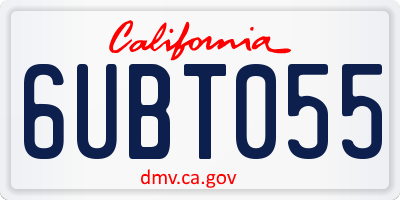 CA license plate 6UBT055