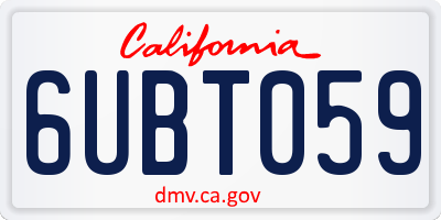 CA license plate 6UBT059