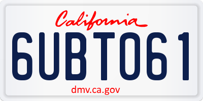 CA license plate 6UBT061