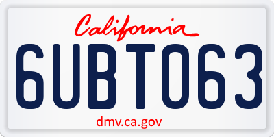 CA license plate 6UBT063