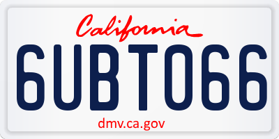 CA license plate 6UBT066