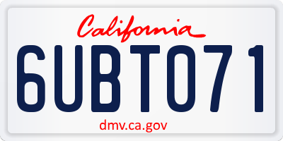 CA license plate 6UBT071