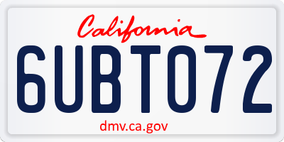 CA license plate 6UBT072