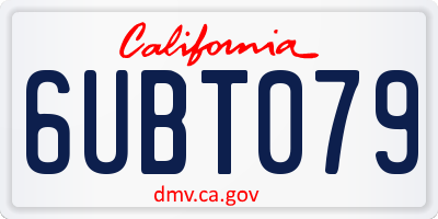 CA license plate 6UBT079