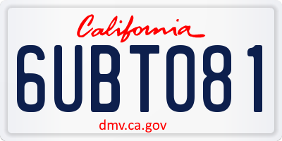 CA license plate 6UBT081