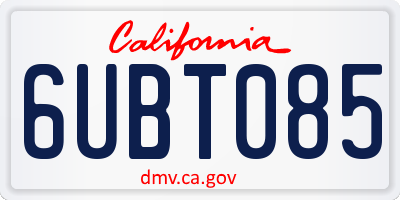 CA license plate 6UBT085