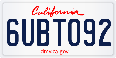 CA license plate 6UBT092