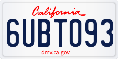 CA license plate 6UBT093