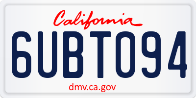 CA license plate 6UBT094
