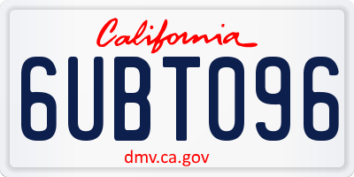 CA license plate 6UBT096