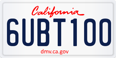 CA license plate 6UBT100