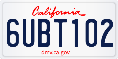 CA license plate 6UBT102