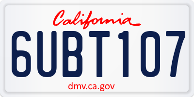 CA license plate 6UBT107