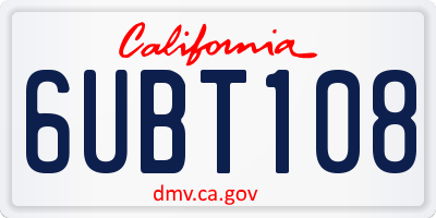 CA license plate 6UBT108