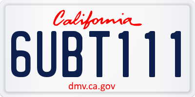 CA license plate 6UBT111