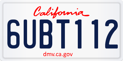 CA license plate 6UBT112
