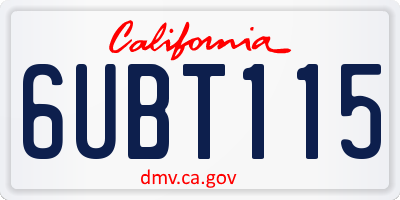 CA license plate 6UBT115