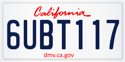 CA license plate 6UBT117