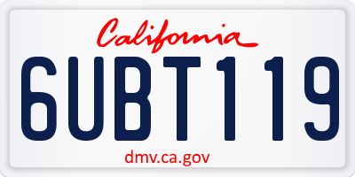 CA license plate 6UBT119