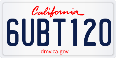 CA license plate 6UBT120