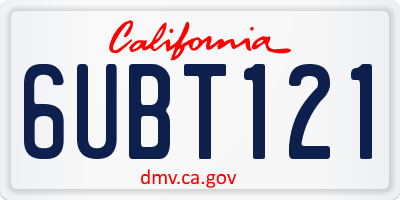 CA license plate 6UBT121