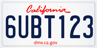 CA license plate 6UBT123