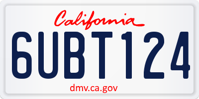 CA license plate 6UBT124