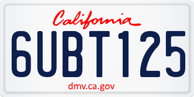 CA license plate 6UBT125