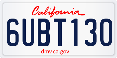 CA license plate 6UBT130