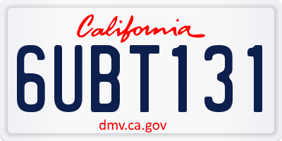 CA license plate 6UBT131