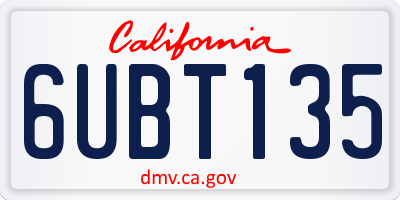 CA license plate 6UBT135