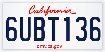 CA license plate 6UBT136