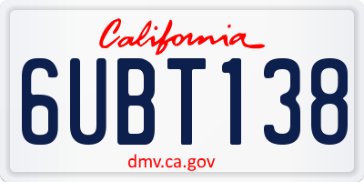 CA license plate 6UBT138