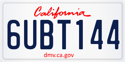 CA license plate 6UBT144