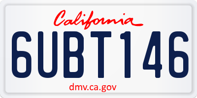 CA license plate 6UBT146