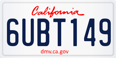 CA license plate 6UBT149