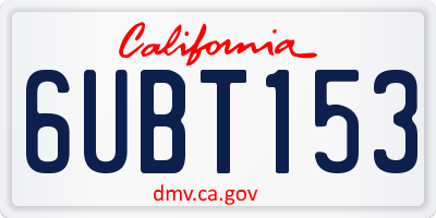 CA license plate 6UBT153