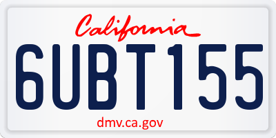 CA license plate 6UBT155