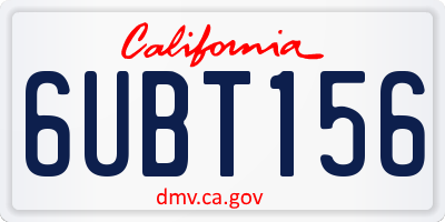 CA license plate 6UBT156