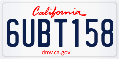 CA license plate 6UBT158