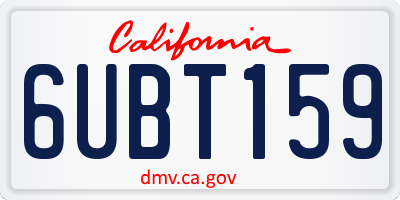 CA license plate 6UBT159
